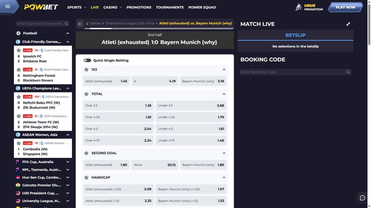Live betting Powbet Casino