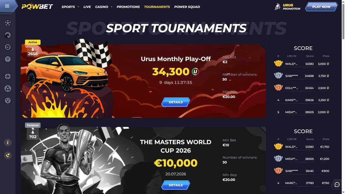 Tournaments Powbet Casino
