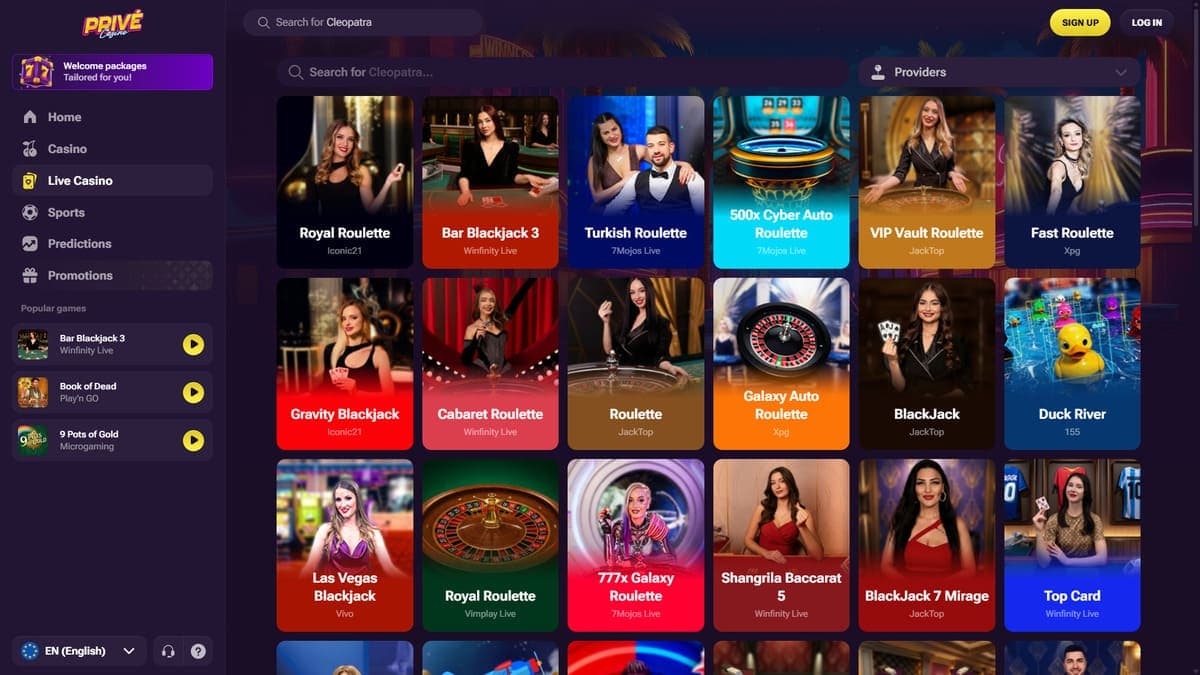 Live casino Privé