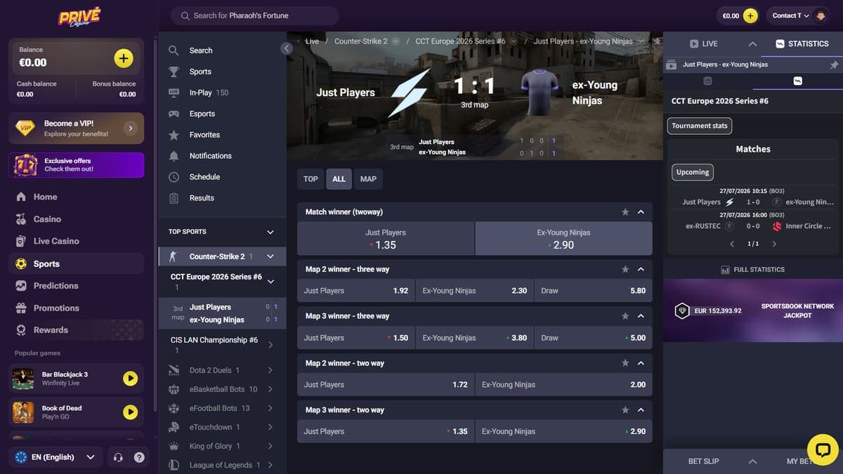 Virtual betting Privé casino