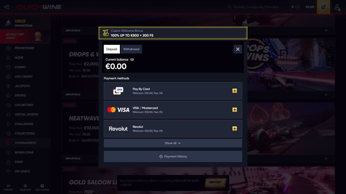 Deposit Quickwin Casino