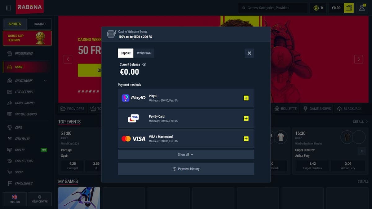 Deposit Rabona Casino