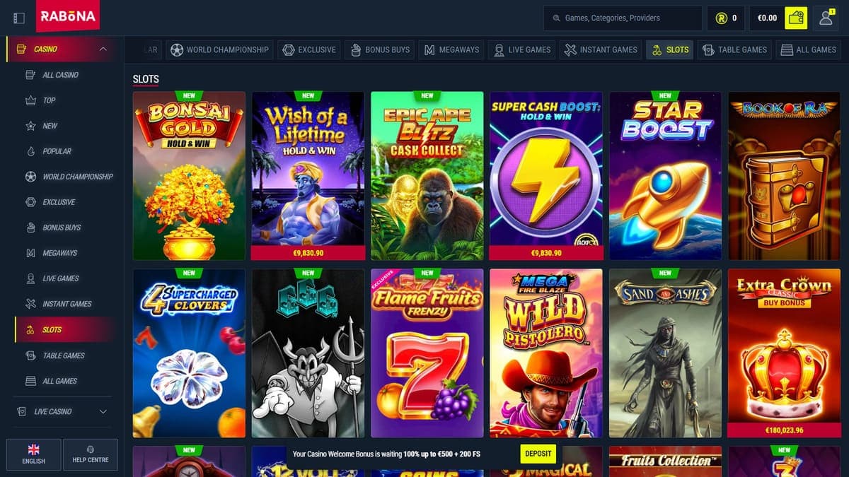 Slot machines Rabona Casino