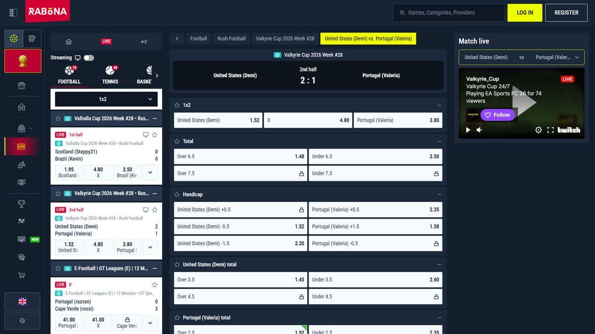 Virtual leagues Rabona Casino