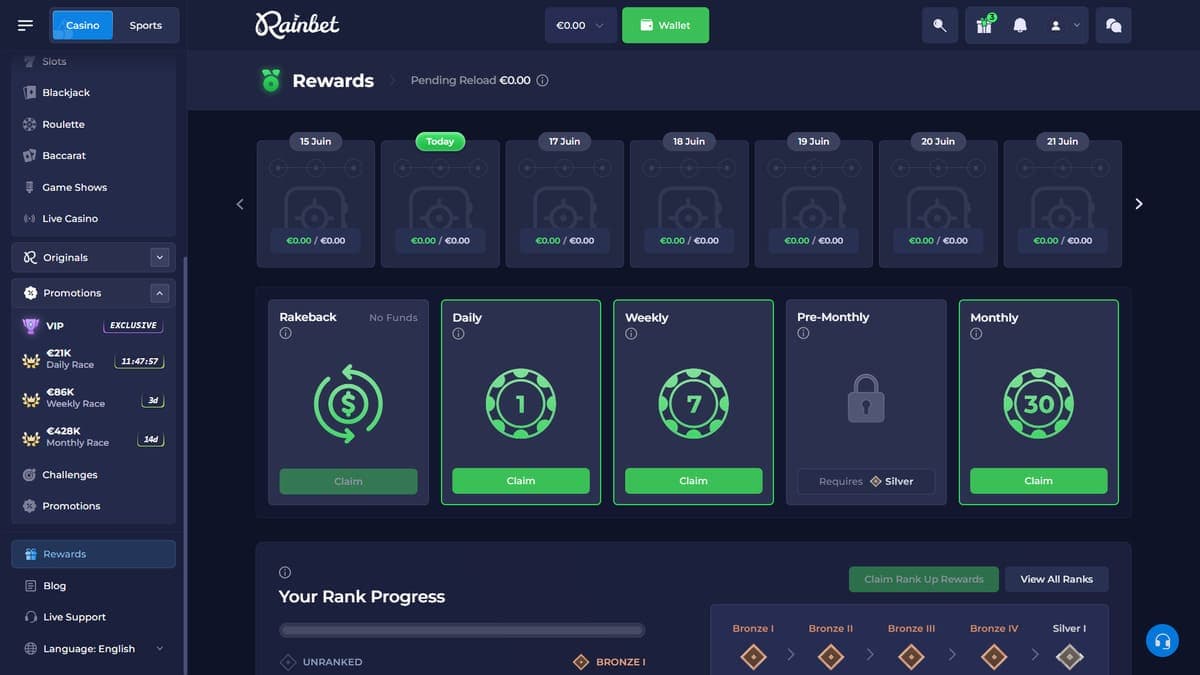 Rewards Rainbet Casino