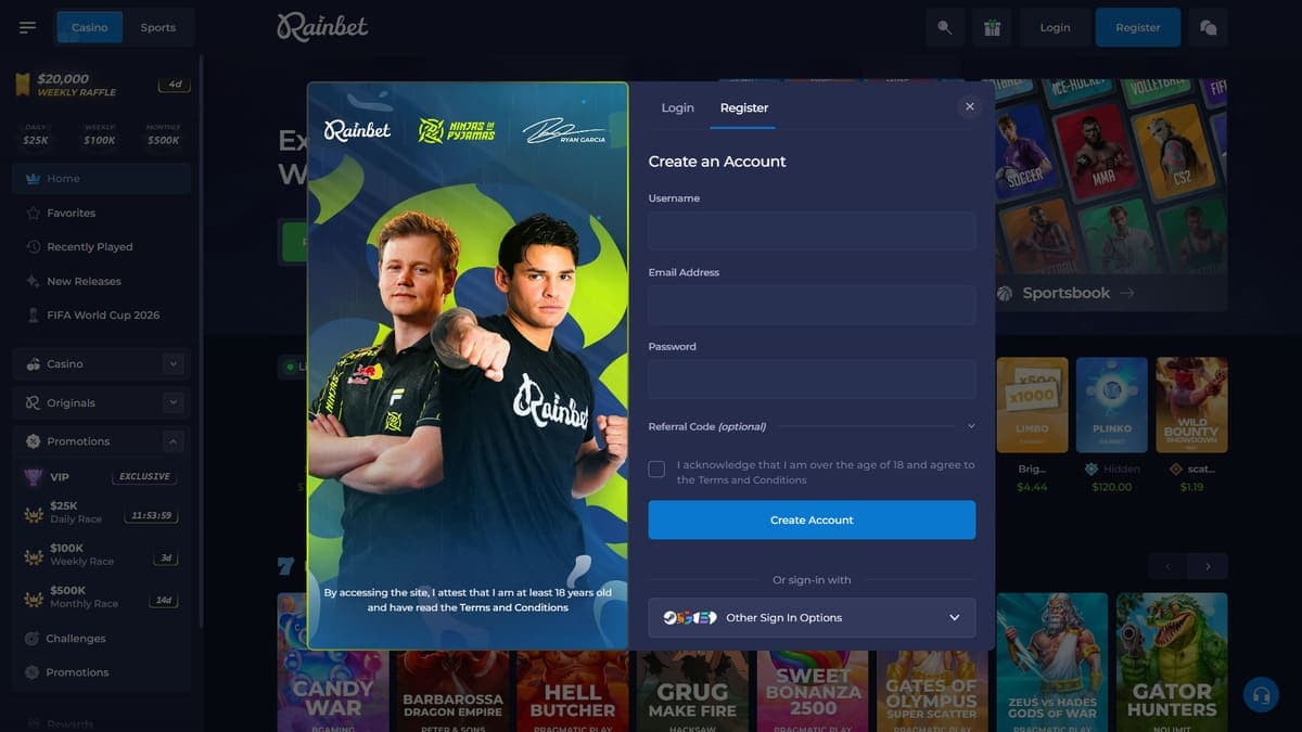 Sign up Rainbet Casino