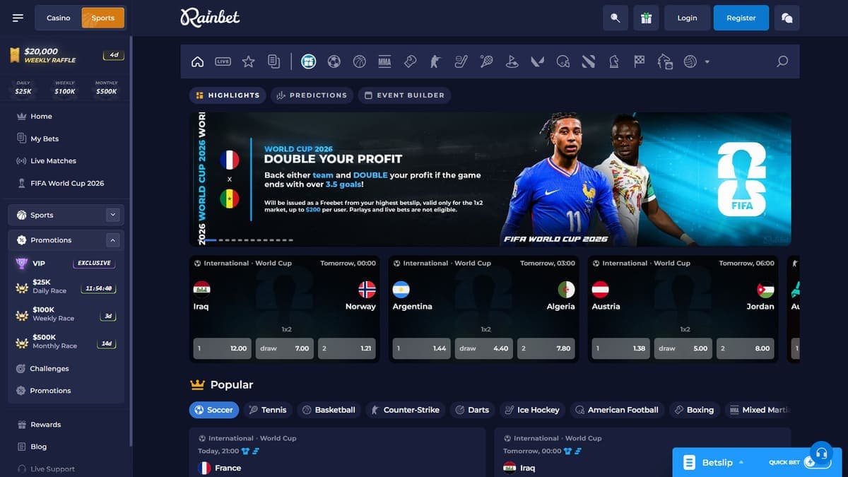Sports betting Rainbet Casino