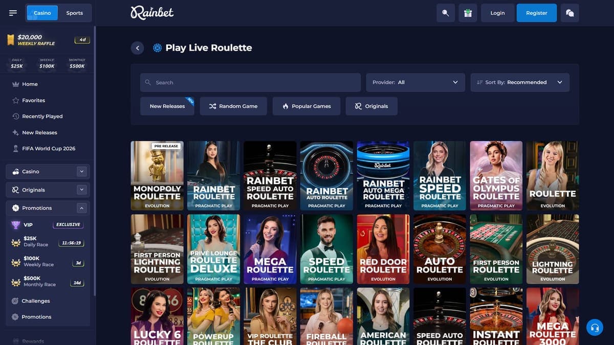 Table games Rainbet Casino