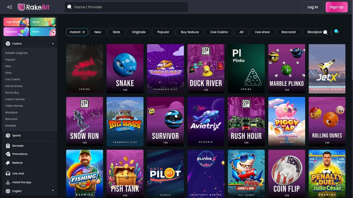 Instant games Rakebit Casino