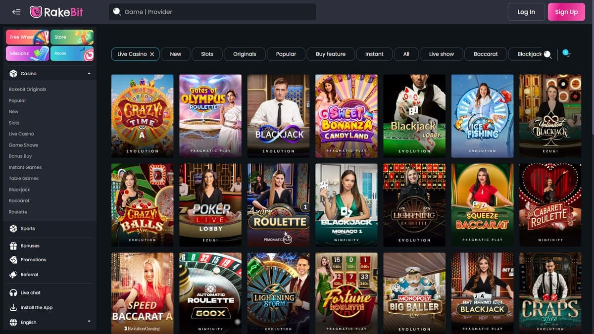Live casino Rakebit Casino
