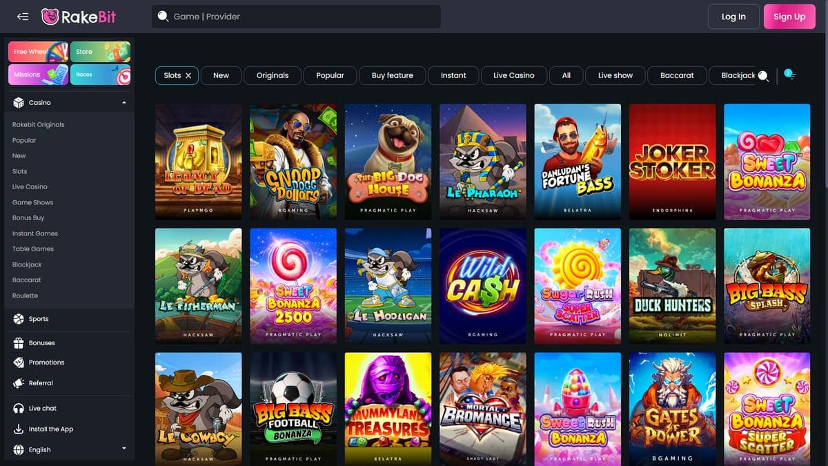 Slot machines Rakebit Casino