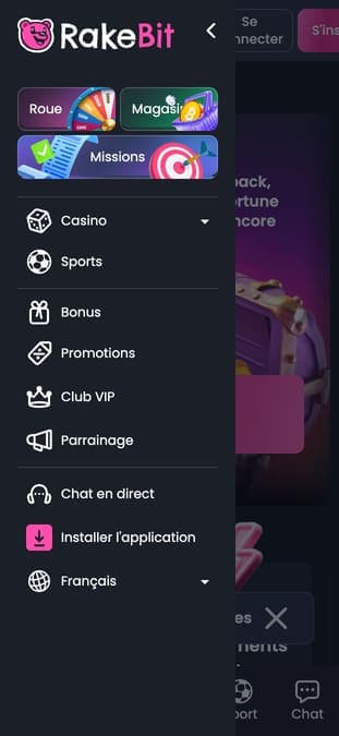 Rakebit casino application