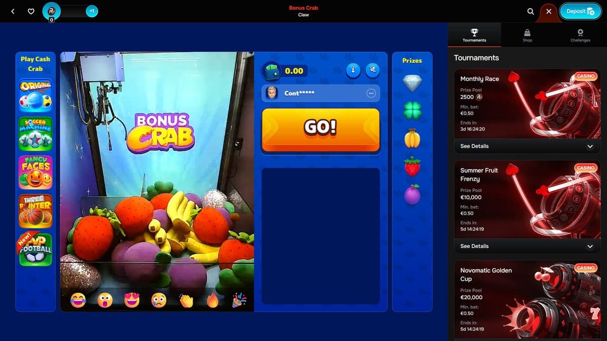 Crab bonus Revolution Casino