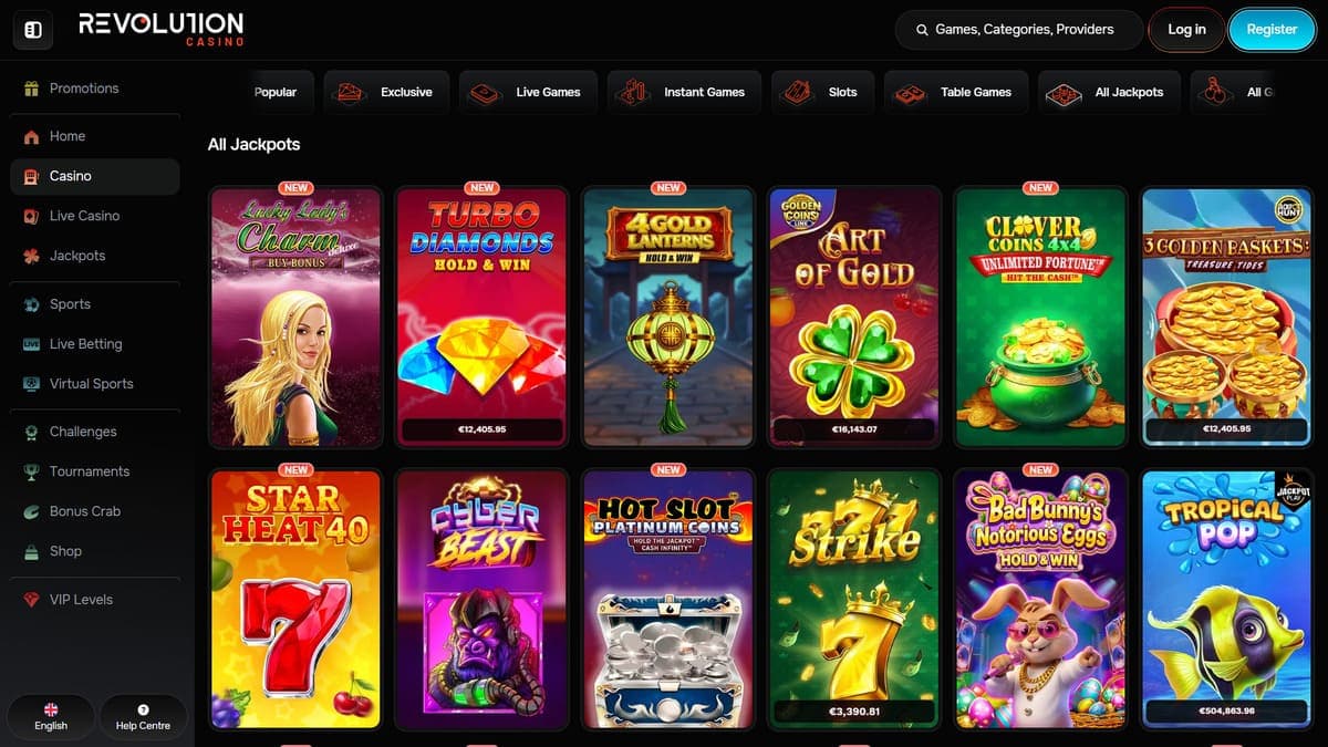 Hot jackpots Revolution Casino