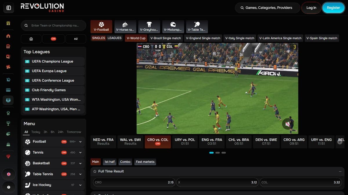 Virtual leagues Revolution Casino