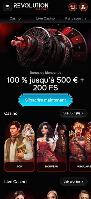 Revolution casino application