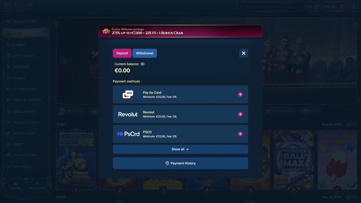 Deposit RichRoyal Casino