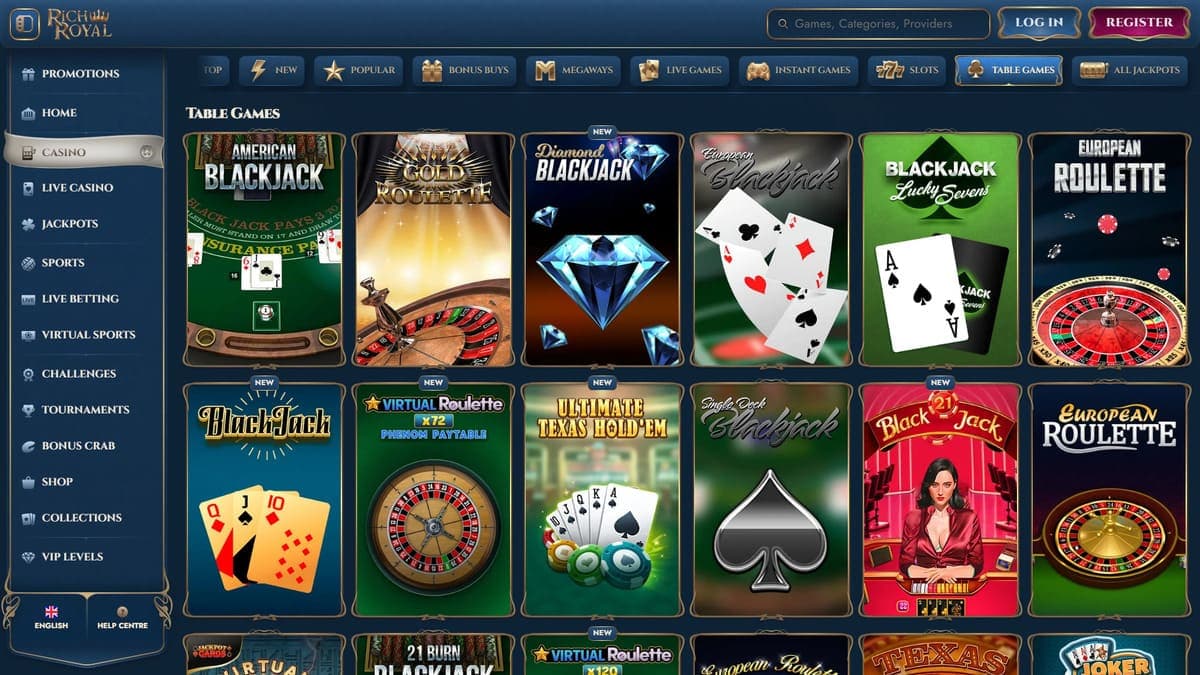 Table games RichRoyal Casino