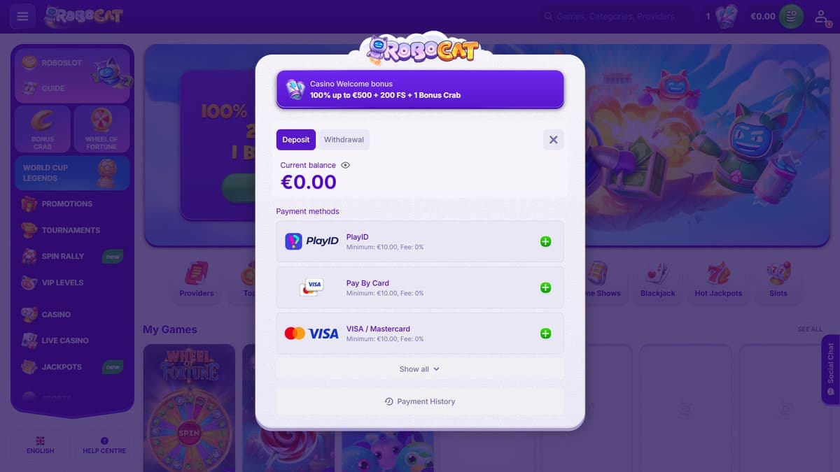 Deposit casino Robocat Casino