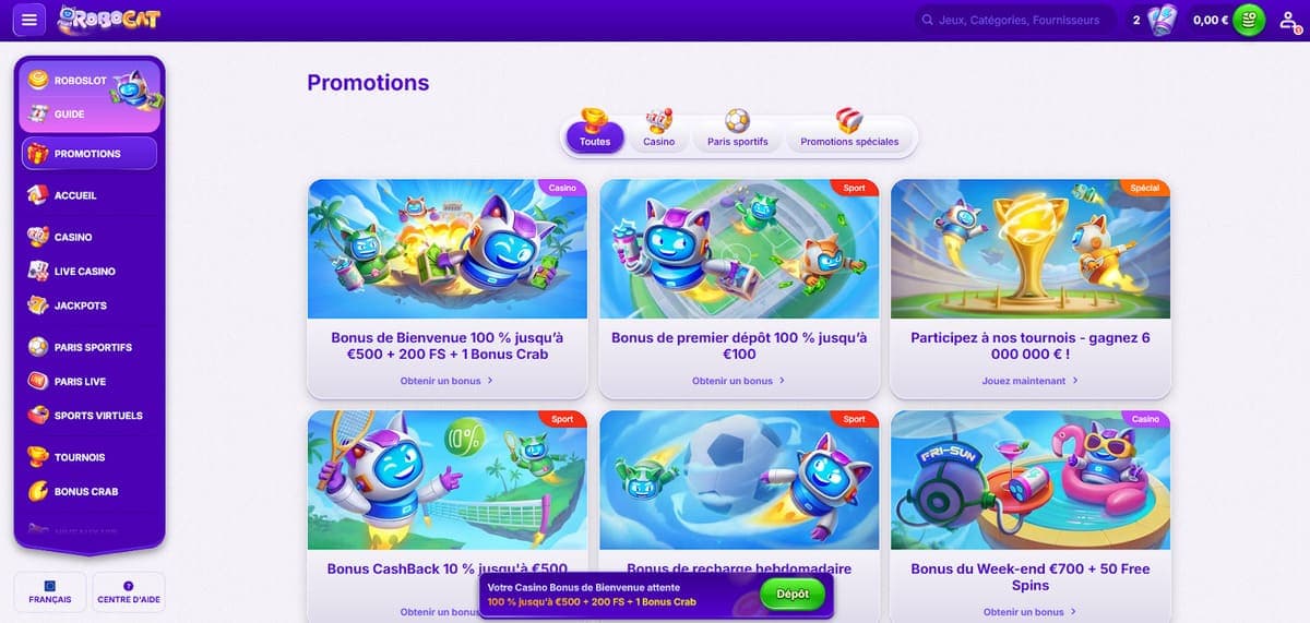Promos casino Robocat Casino