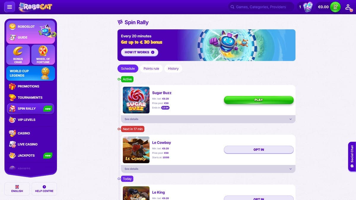 Spin rally casino Robocat Casino