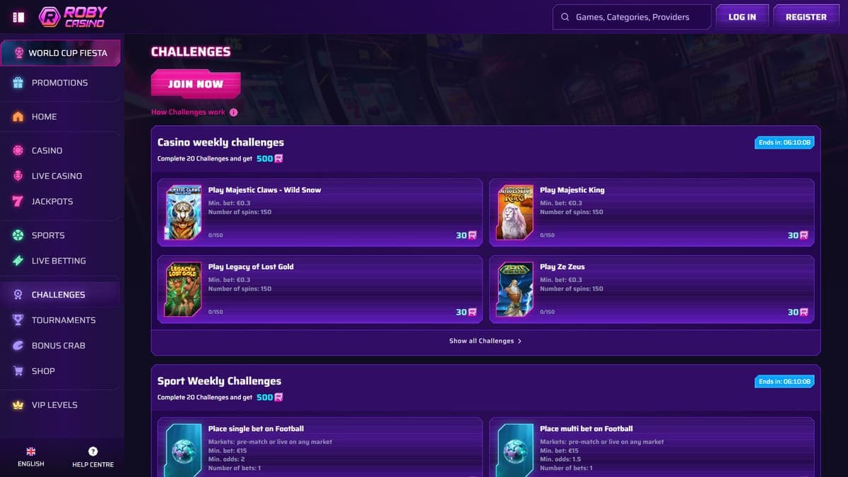 Challenges Roby Casino
