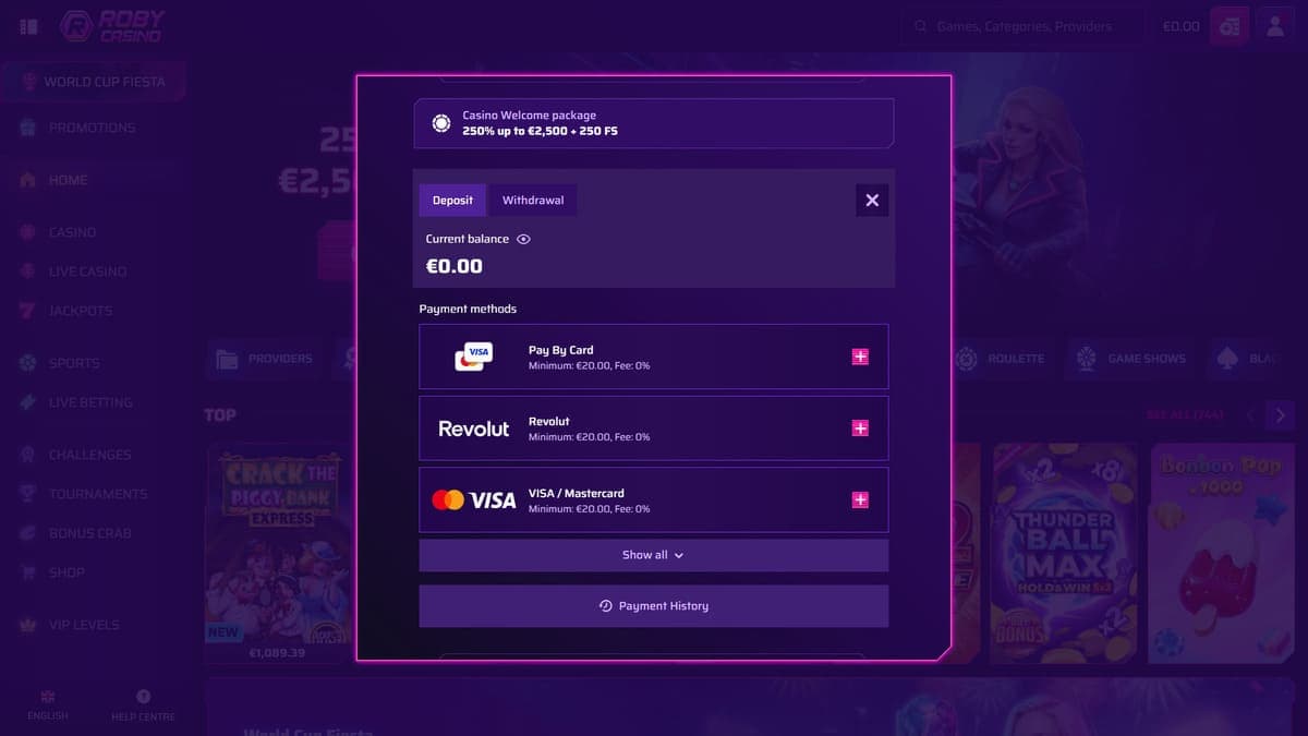 Deposit Roby Casino