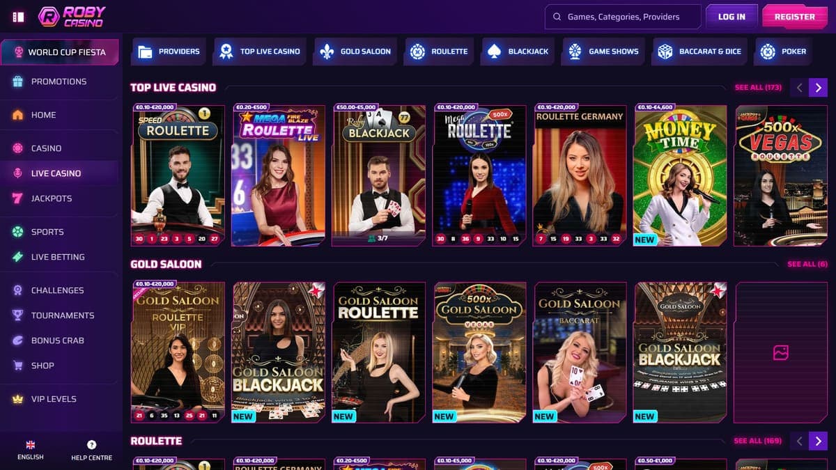 Best live Roby Casino