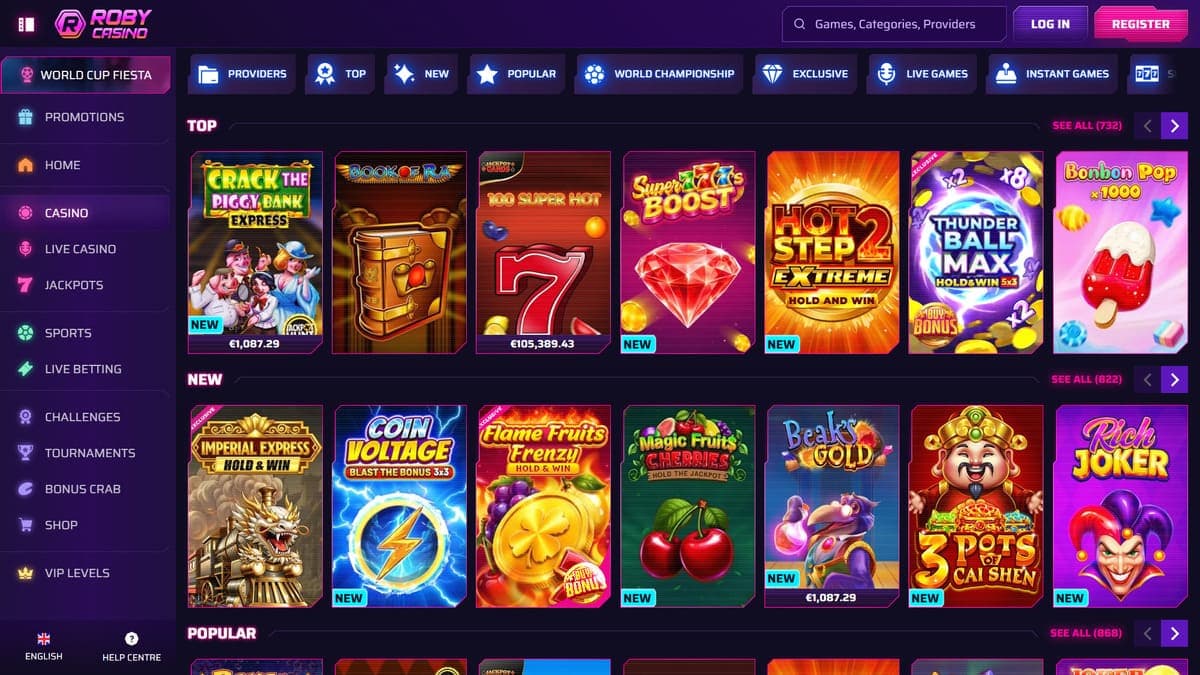 Site design Roby Casino
