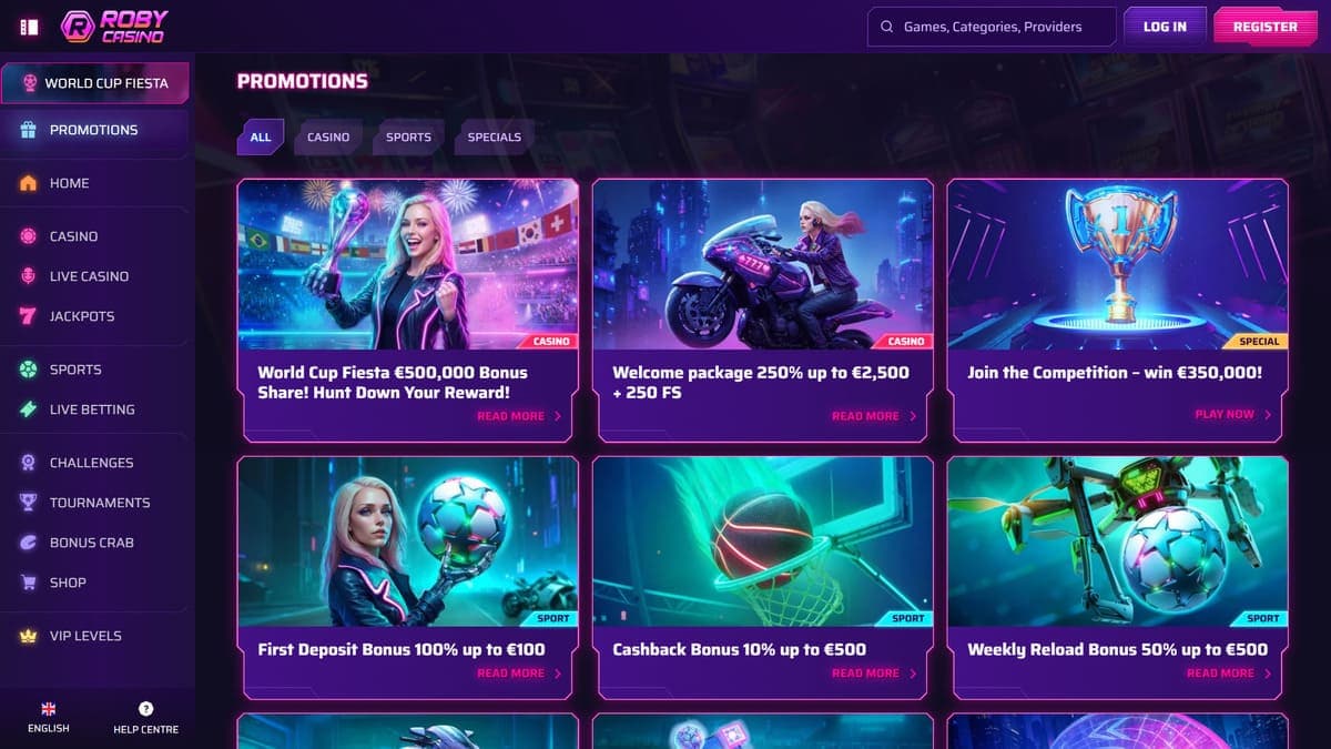 Promotions Roby Casino