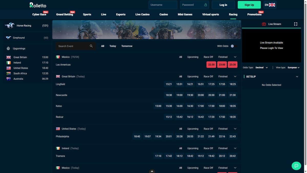 Racing Rolletto Casino