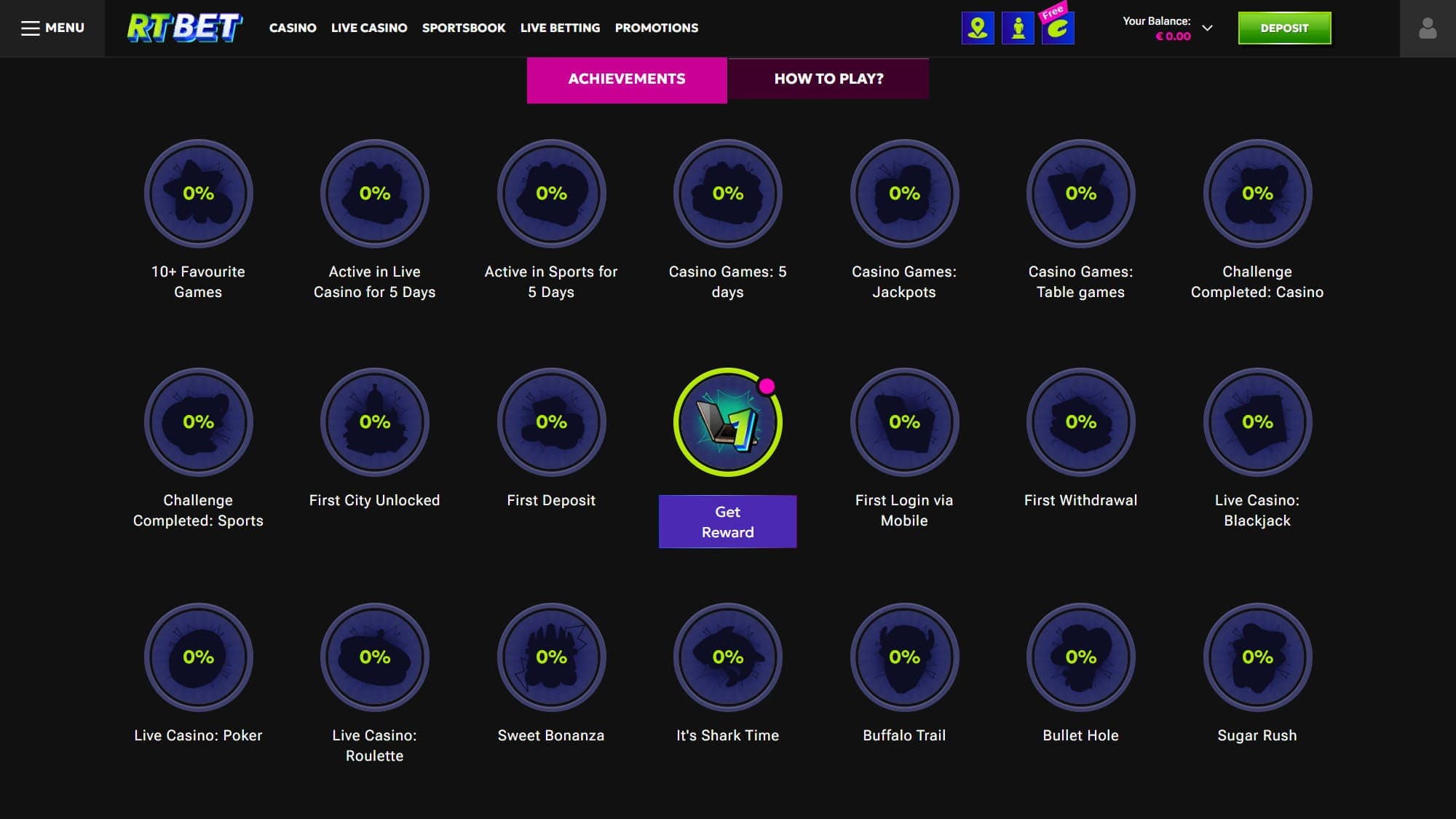 Achievements RTbet Casino