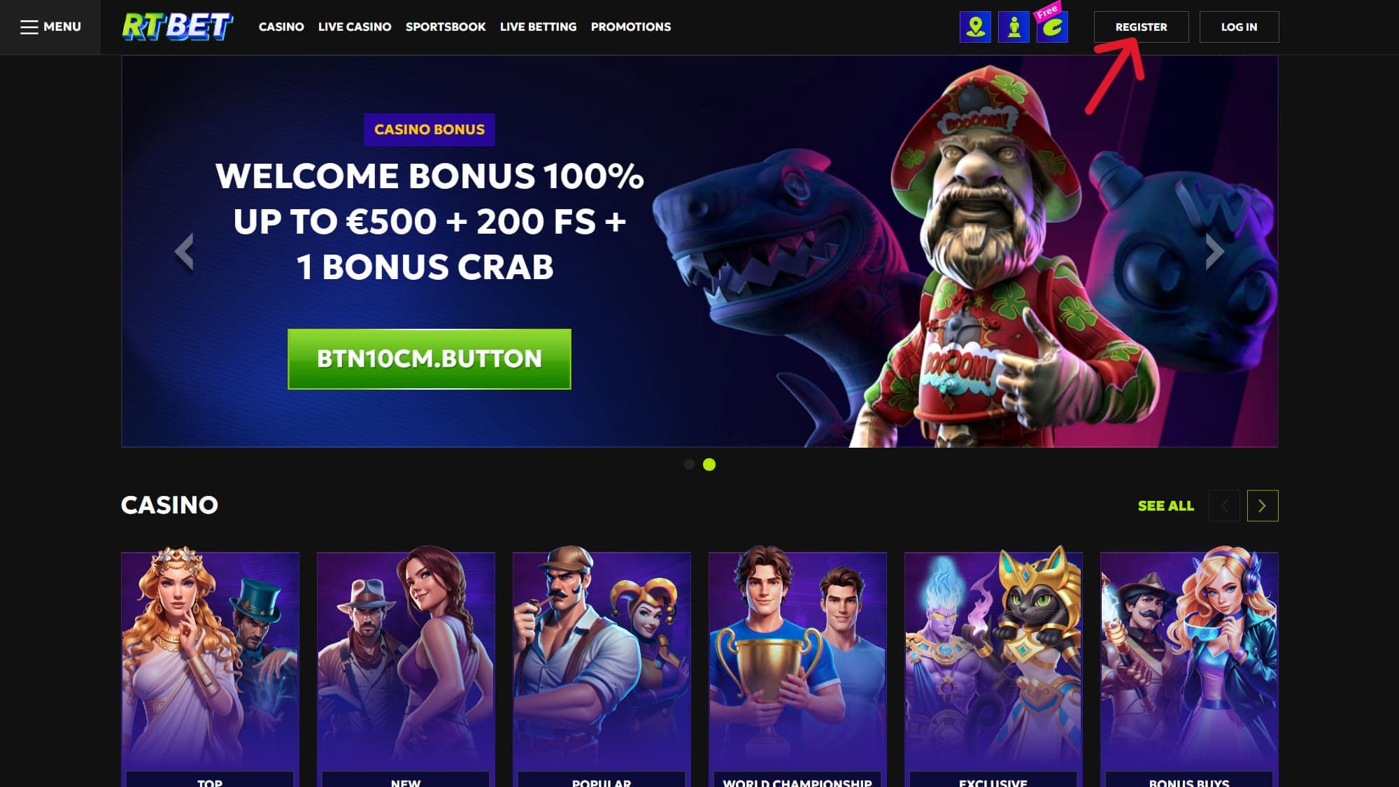 Registration RTbet Casino