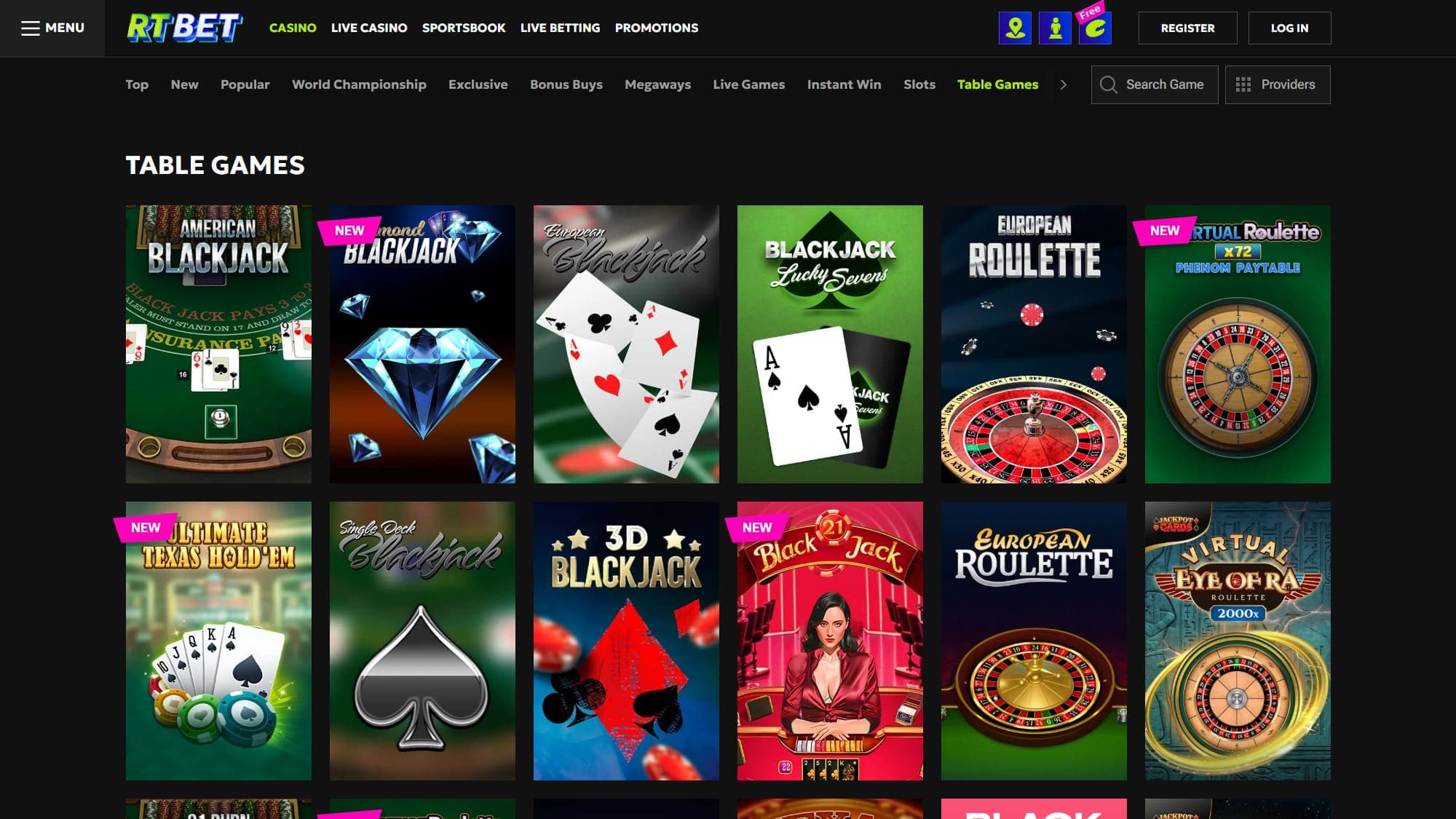 Table games RTbet Casino