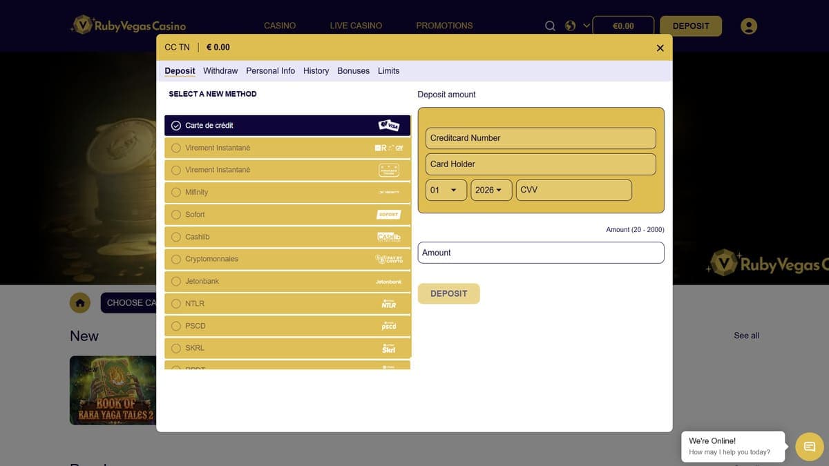 Deposit RubyVegas Casino