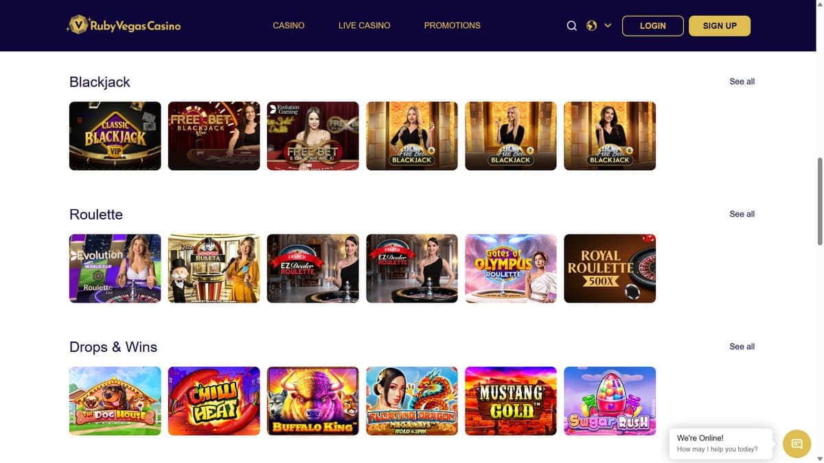 Blackjack and Roulette RubyVegas Casino