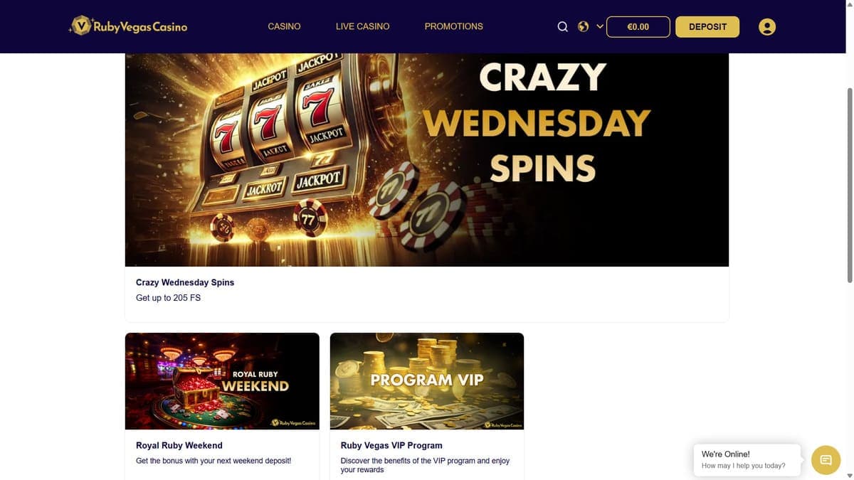 Weekly promotions RubyVegas Casino