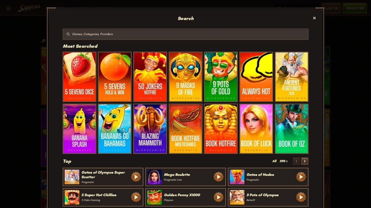 Autres jeux Sankra Casino