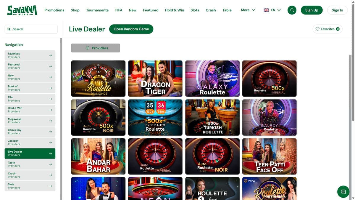 Live dealers Savanna Wins Casino