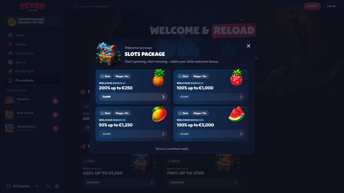 Welcome bonus Seven Casino