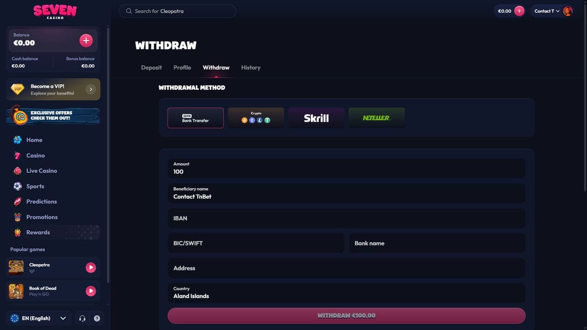 Withdrawal Seven Casino