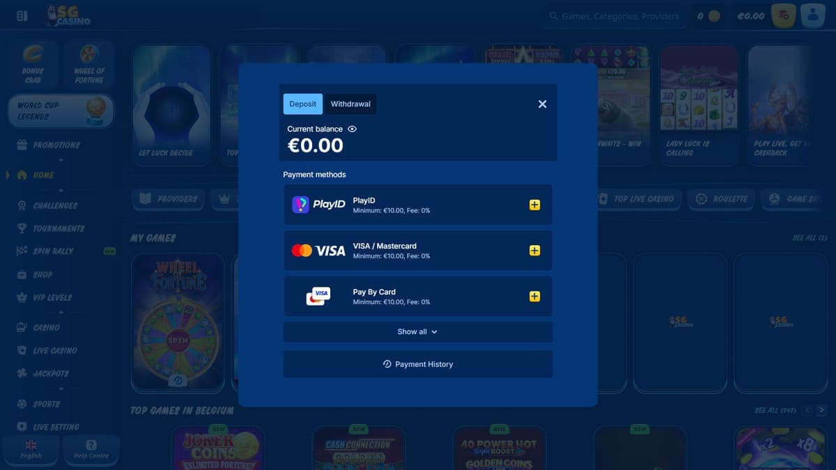 Deposit SG Casino