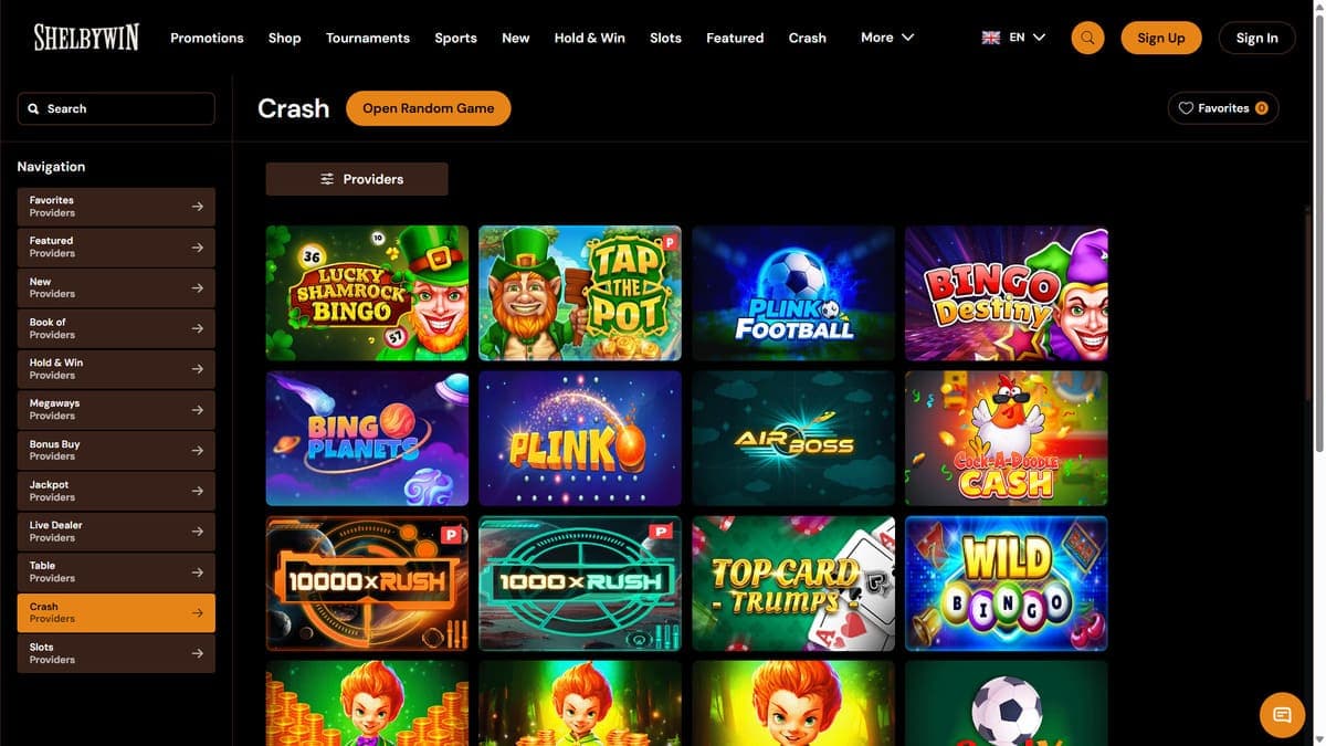 Crash games ShelByWin Casino