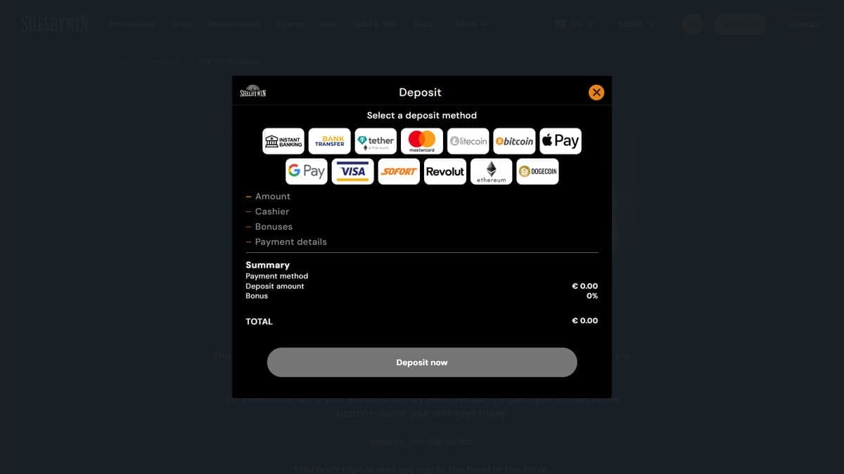 Deposit ShelByWin Casino