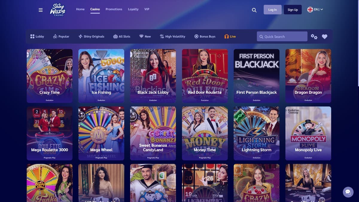 Casino Live Shiny Wilds Casino