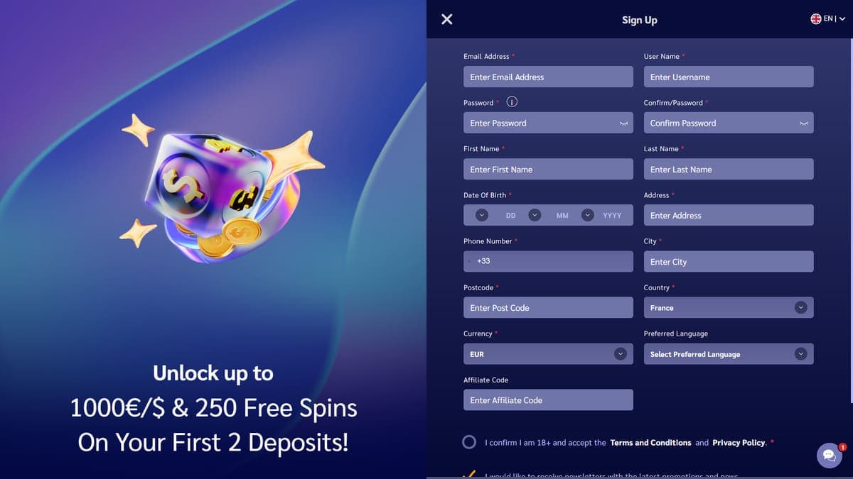 Sign up Shiny Wilds Casino