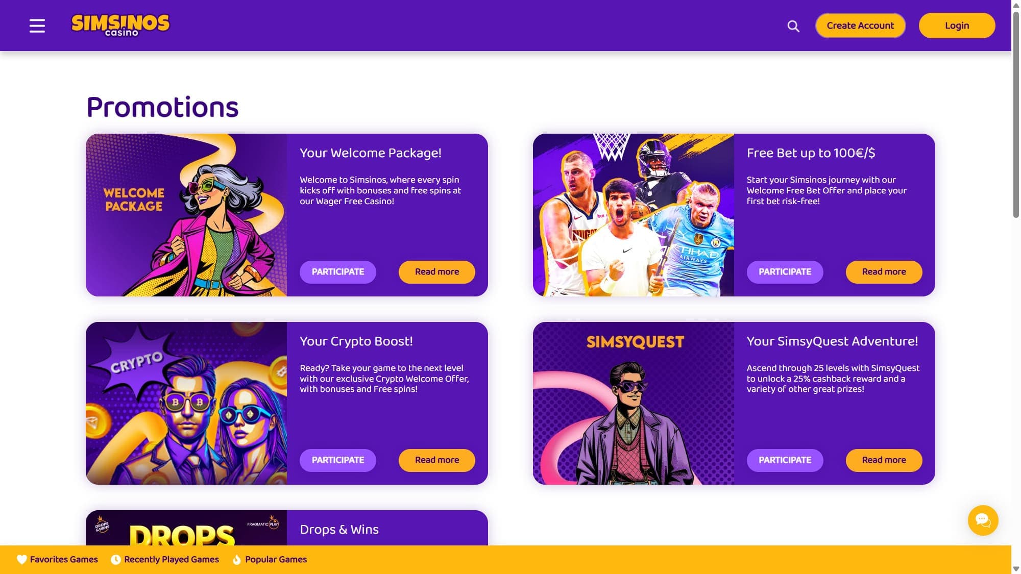 Promotions Simsinos Casino