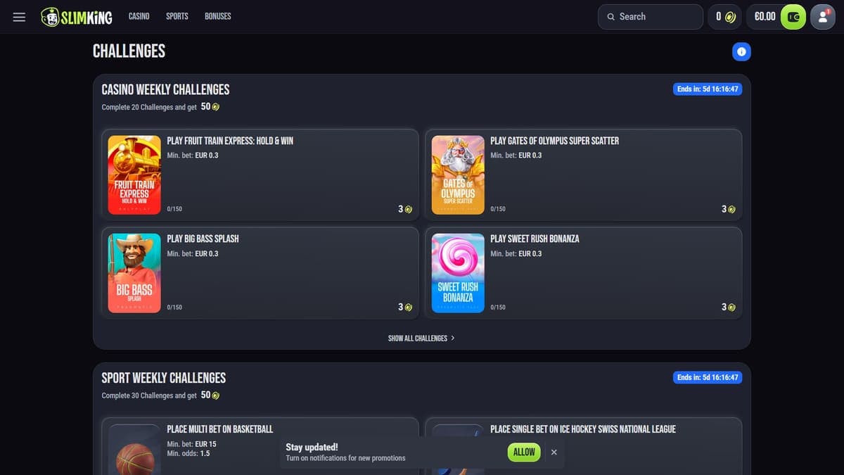 Challenges Slim King Casino