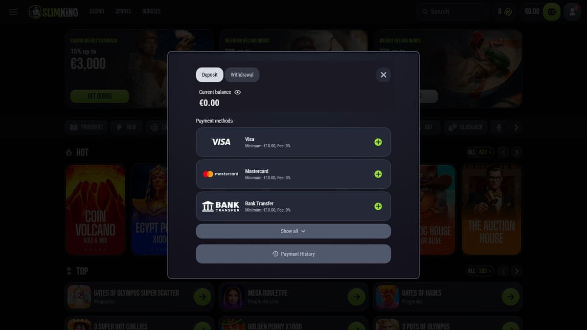 Deposit Slim King Casino