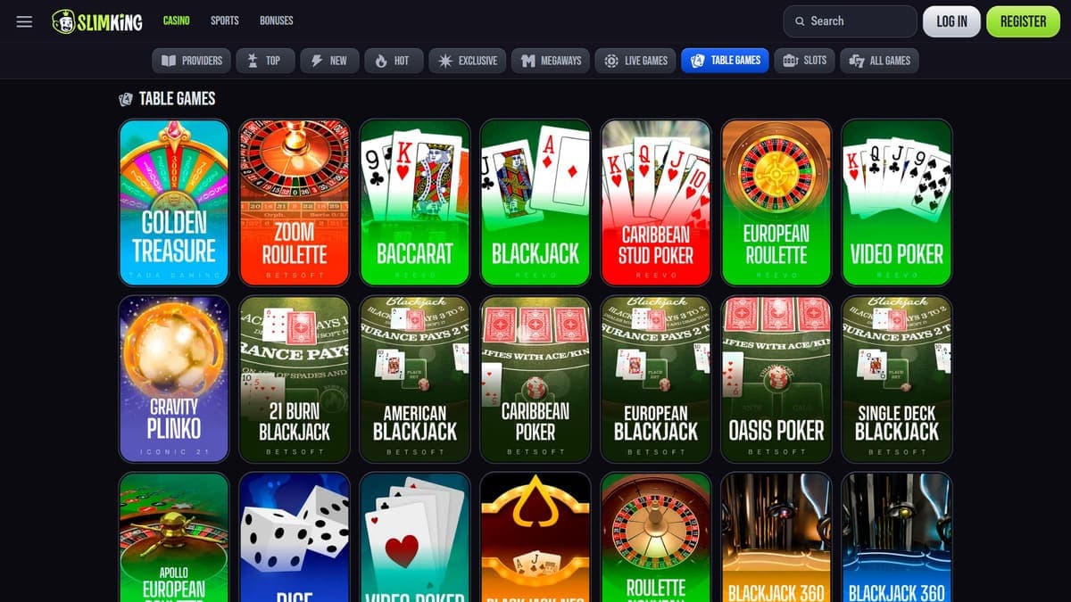 Table games Slim King Casino